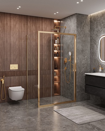 Душевой уголок Cezares MOLVENO-AHF-31-120/90-C-BORO-IV 120x90 прозрачный, брашированное золото