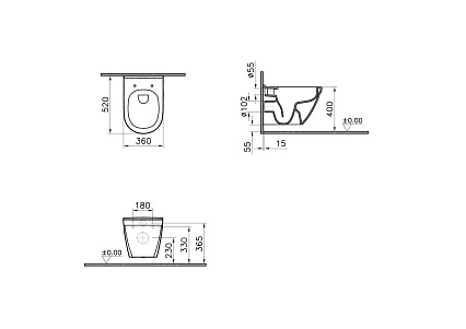 Подвесной унитаз VitrA S50 7740B003-0850 безободковый, с функцией биде