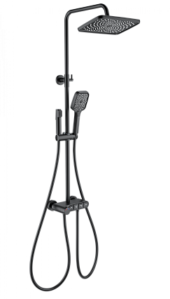 Душевая стойка Wonzon&Woghand Muse Corno WW-B3112-MB термостат, черный матовый