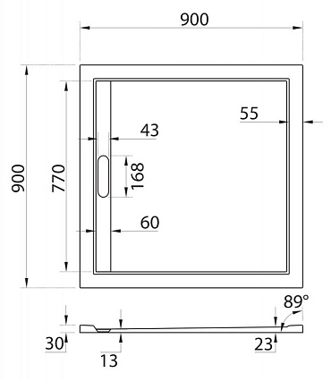 Поддон для душа Cezares TRAY-AS-A-90-30-NERO 90x90 из мрамора, черный