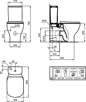 Унитаз-компакт напольный Ideal Standard Tesi Aquablade V0005D (с бачком и сиденьем SoftClose)