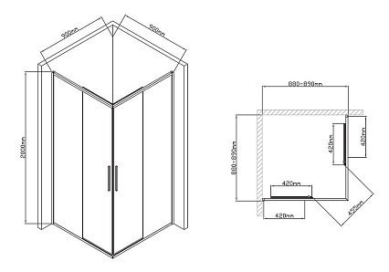 Душевой уголок Vincea Slim-U VSS-2SU900CLB 90x90 черный, стекло прозрачное