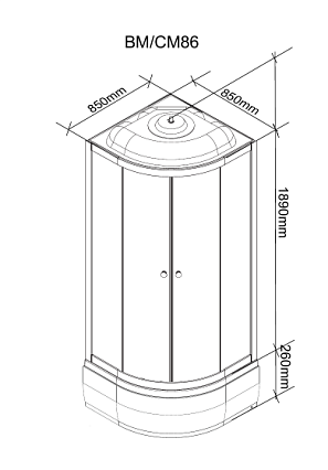 Душевая кабина Parly Bianco BM86 85x85 матовая