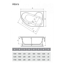 Акриловая ванна Relisan Adara 170x100 см R