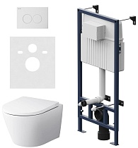 Подвесной унитаз Am.Pm Sense IS70101.741701 с сиденьем микролифт, инсталляцией и белой клавишей