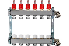 Коллекторная группа из нержавеющей стали ColSys 804R 6 выходов, с расходомерами, термостатическими и дренажными клапанами 1804R22506
