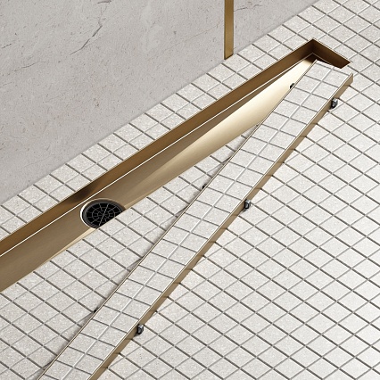 Трап для душа Timo Drain System 1000 DS230210/17 100 см, вставка Plate, матовое золото