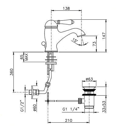 Смеситель для раковины Nicolazzi Petit M.Blanc 3402BZ76 бронза