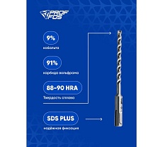 Бур с твёрдосплав. головкой SDS-plus PROFFOS (8x100x160мм) 3 грани МЕГАТУРБО 505826