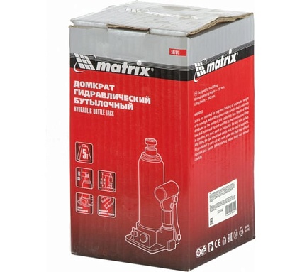 Гидравлический бутылочный домкрат, 5 т, h подъема 197–382 мм Matrix 50764