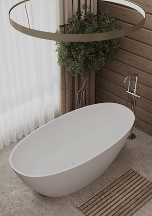 Ванна из искусственного камня Allen Brau Solid Stone Krion Oval 170x80 белый матовый 2.35003.21