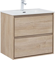 Тумба с раковиной Aquanet Милан 70 см дуб светлый