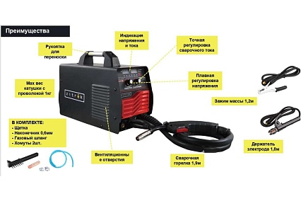 Сварочный полуавтомат Zitrek ZWM-250 MMA/MIG/MAG/TIG, 250 A 051-4690
