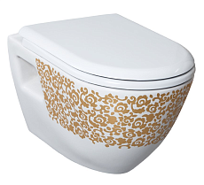 Подвесной унитаз Creavit Terra TP325-11CB00E-CA00 золотые цветы
