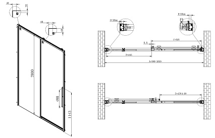 Душевая дверь Vincea Ultima VDS-7UL100CLGM 100x200 вороненая сталь, прозрачная