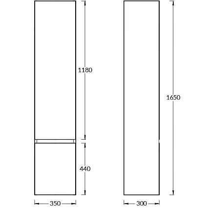 Шкаф пенал Kerama Marazzi Cubo 35 см левый, мальва матовая CUB.165Lh\MAL