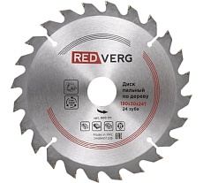 Диск пильный по дереву твердосплавный (190х30/20 мм; 24 зуба) Redverg 6621222