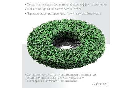 Полимерно-шлифовальный синтетический абразивный круг Kraftool Coral 125x22.2 мм 36599-125