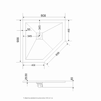 Поддон для душа RGW Stone Tray ST/T-W 90x90 белый, пятиугольный