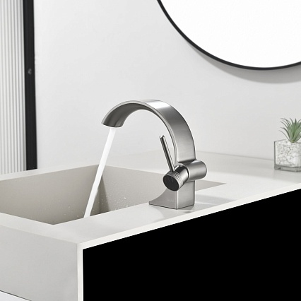 Смеситель для раковины Black&White Gravity GF-7106-GM оружейная сталь