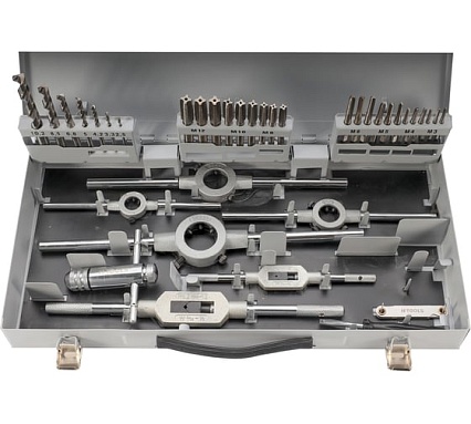 Набор метчиков и плашек H-Tools M3-M12 HSS-G 45пр 08331030