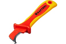 Диэлектрический нож электрика Kraftool KN-7 с пяткой, изогнутый 45400