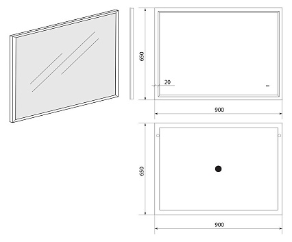 Зеркало Art&Max Aversa 90x65 с подсветкой, AM-Ave-900-650-DS-F