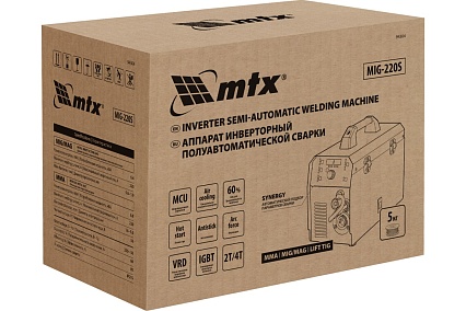 Инверторный аппарат полуавтоматической сварки MTX mig-220s, 220a, катушка 5 кг 94304