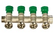 Модульный коллектор ELSEN 3/4", 4 контура, размер отвода-3/4" ЕК, с вентилями, латунь EMW01.04