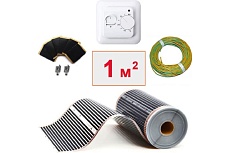 Плёночный электрический тёплый пол ТеплоСофт 1 м2, ширина 100 см, с терморегулятором, инфракрасная плёнка 1 м2 плёнка100 1метр