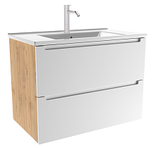 Тумба с раковиной ЗОВ Дион 60 см белый матовый/дуб