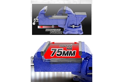 Стальные поворотные тиски с наковальней Forsage 4", 100 мм F-6540604W(58898)