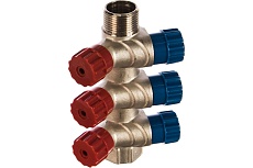 Комплект Valtec _15 VI7 Коллектор с вент. 3 вых.х3/4x1/2 НР, никель VTc.560.N.0503+ Адаптер д/коллектора /конус-плоскость/ 1/2 VTc.701.N.04 VT.VI7.K15.5600503.701