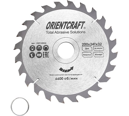 Диск пильный по дереву Orientcraft 200х32/30 мм, 24Z 1009120024