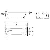 Стальная ванна Roca Contesa 120x70 см