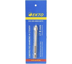 Сверло по кафелю и стеклу (8 мм; шестигранный хвостовик; 4 грани) EКТО DS-309-0800-0075
