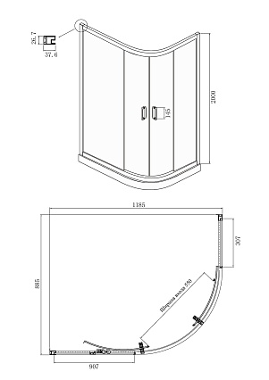 Душевой уголок Ambassador Royal 120x90 18015102 матовый с рисунком, хром