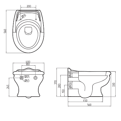 Подвесной унитаз Migliore Milady ML.MLD-25.740.D3.BR декор винтаж