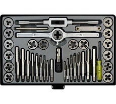 Набор метчиков и плашек М3-12 Wiederkraft 40 предметов, метрическая резьба WDK-DTM3040