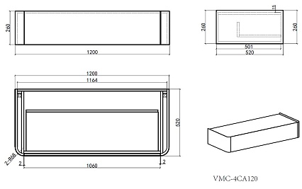 Мебель для ванной Vincea Caprise 120 см светло-серый матовый