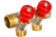 Коллектор с вентилями (вход 3/4"; выходы 1/2") для трубопровода GENERAL FITTINGS 51046-3/4-1/2-HT2