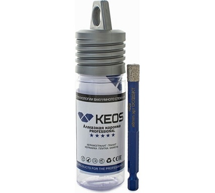 Коронка алмазная с воском по керамограниту PRO 8 мм, 1/4" HEX KEOS DC08SKT