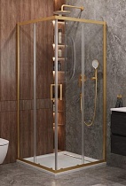 Душевой уголок Cezares MOLVENO-A-2-100-C-BORO-IV 100x100 прозрачный, брашированное золото