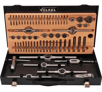 Набор метчиков и плашек VOLKEL M1-M10 HSS-G 66 предметов V48002