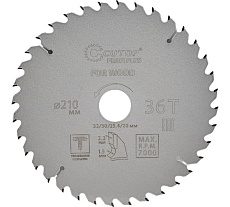 Диск пильный с тефлоновым покрытием по дереву Profi plus 210x1.5/2.2x32/30/25.4/20 мм, 36Т CUTOP 75-21036Т