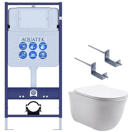 Подвесной унитаз SET Aquatek Классик 3в1 с инсталляцией