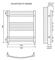 Полотенцесушитель электрический Lemark Atlantiss LM32607REBL П7 50x60, черный