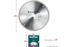 Диск пильный по алюминию Kraftool Multi material 305x30 мм, 100Т 36953-305-30