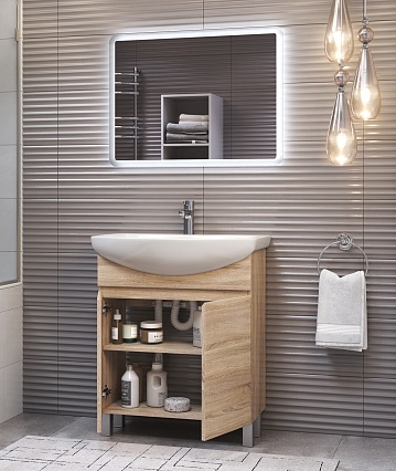 Тумба с раковиной Vigo Wing 70 см напольная, с полкой