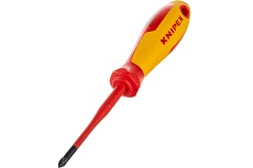 Тонкая отвёртка Knipex VDE 1000V Pozidriv PZ1 крестовая, L стержня 80 мм, 2-комп. рук-ка KN-982501SL